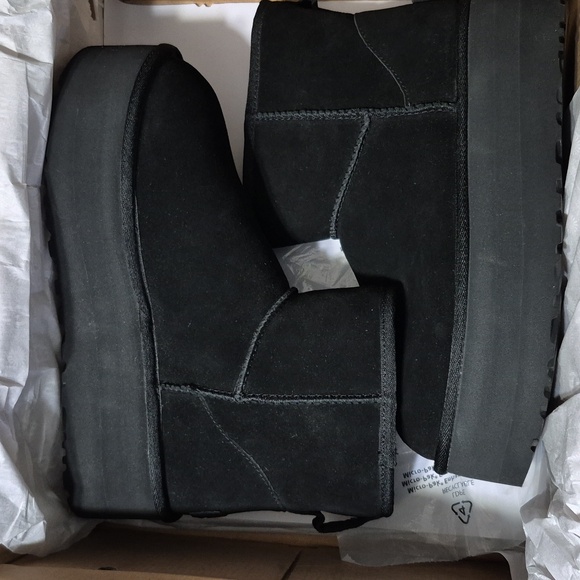 UGG Black Suede Classic Mini Platform Pull-On Boots - Picture 3 of 7